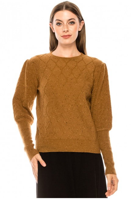 Honeycomb pattern sweater in camel