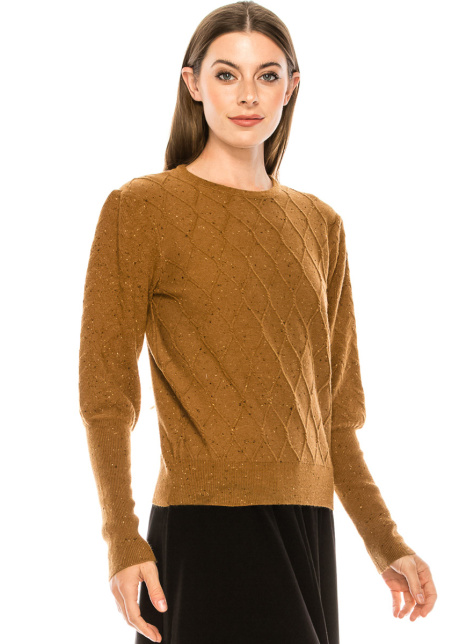 Honeycomb pattern sweater in camel