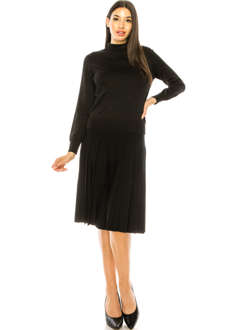 High neck lurex sweater in black