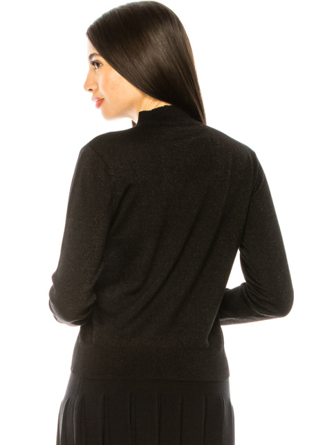 High neck lurex sweater in black