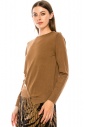 Button decor basic sweater in camel