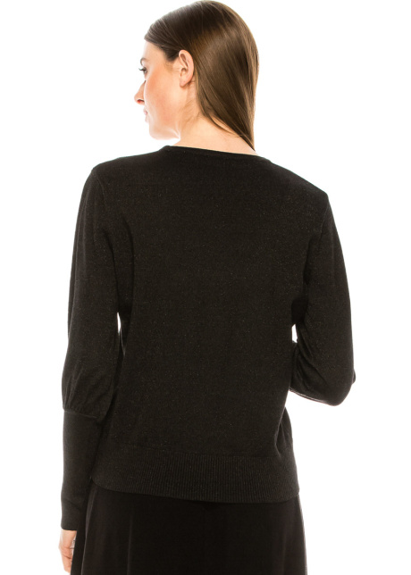 Flat knit lurex sweater in black