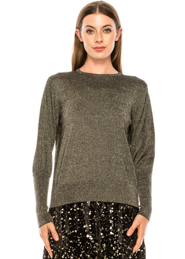 Flat knit sweater in gold lurex