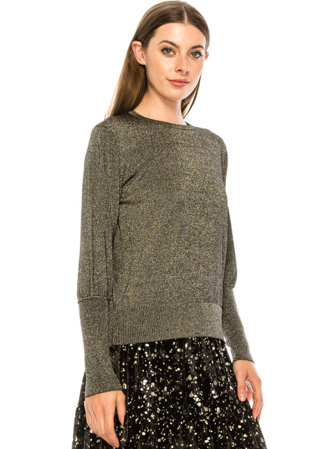 Flat knit sweater in gold lurex