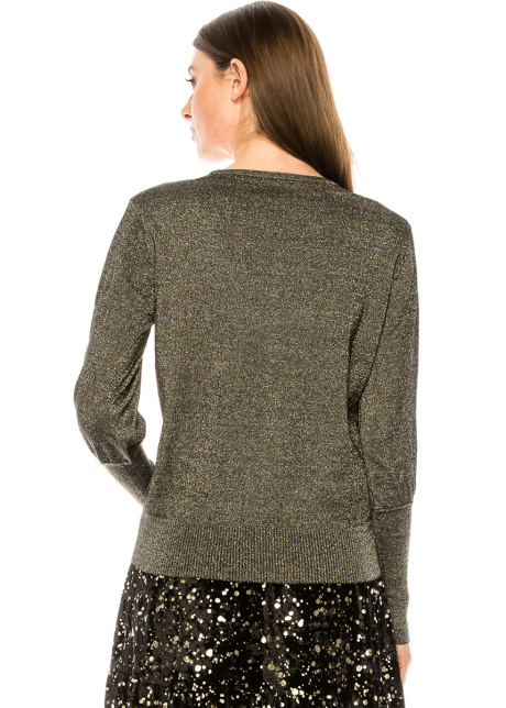 Flat knit sweater in gold lurex