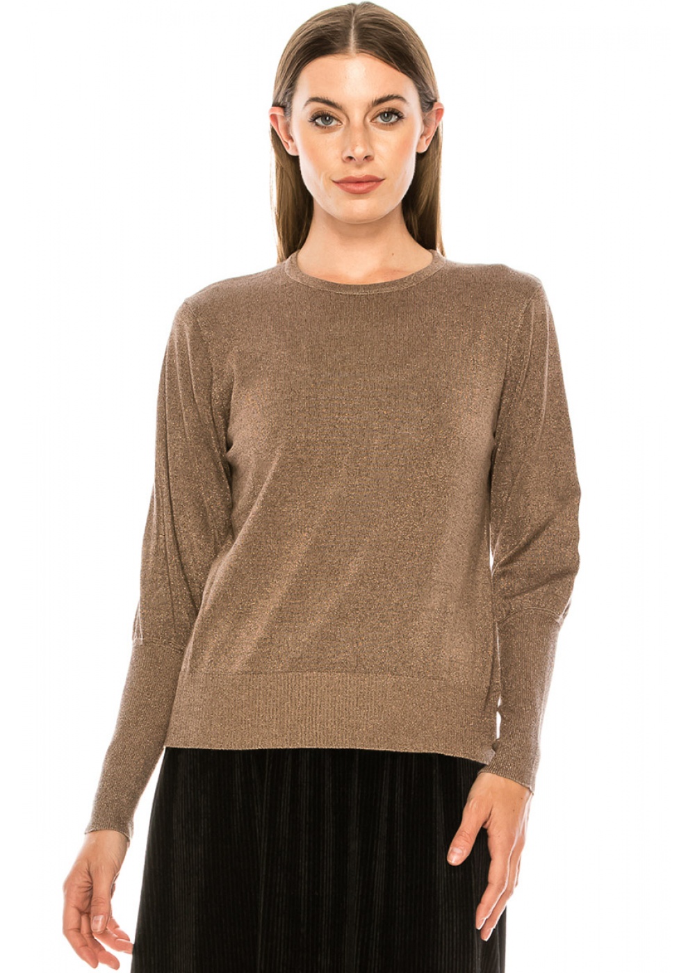 Flat knit lurex sweater in rose