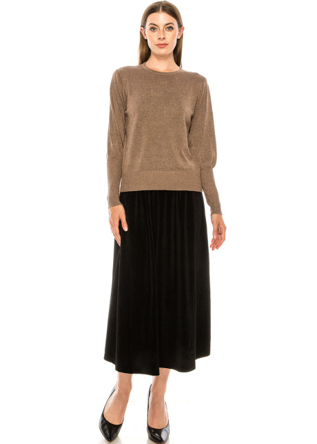 Flat knit lurex sweater in rose