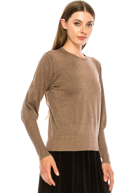 Flat knit lurex sweater in rose