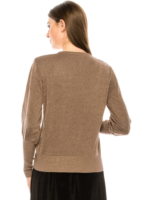 Flat knit lurex sweater in rose