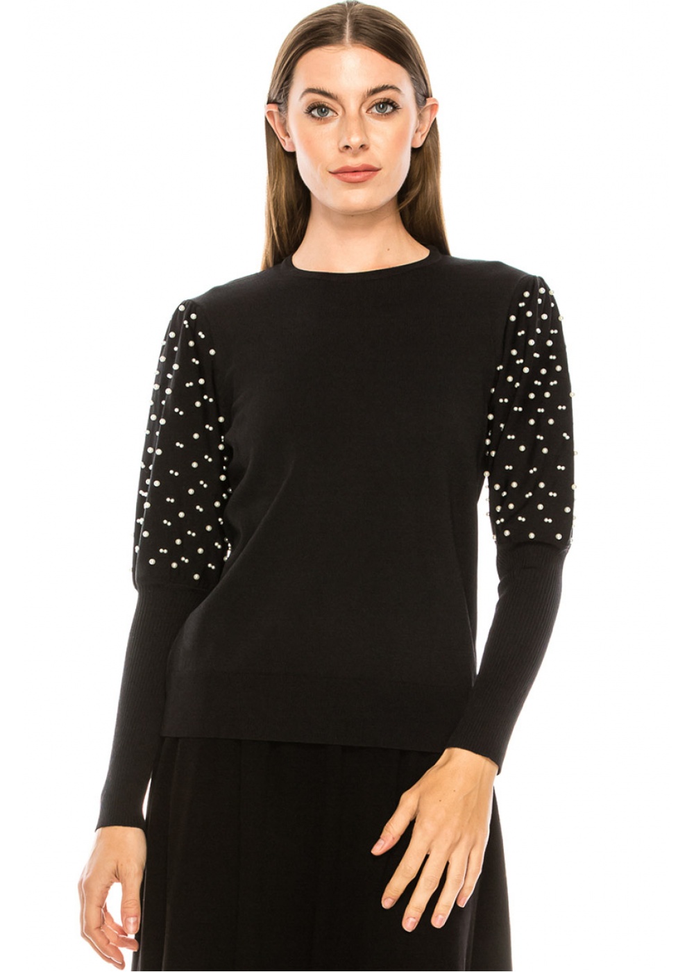 Juliet sleeves sweater with pearls