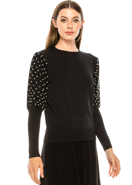 Juliet sleeves sweater with pearls