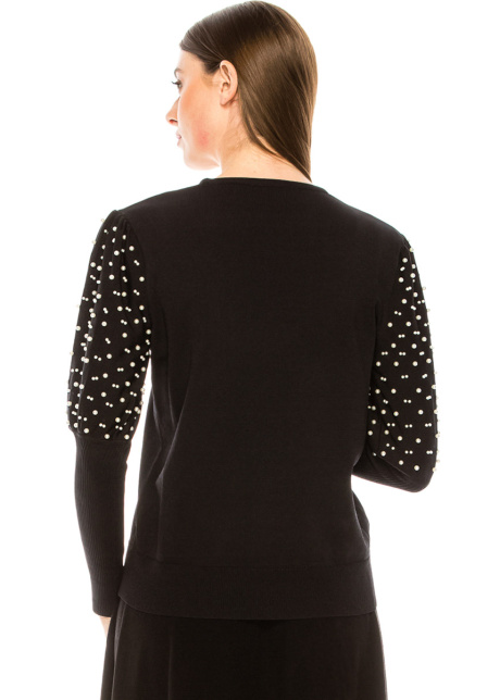 Juliet sleeves sweater with pearls