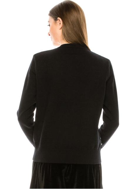 Velvet pearl cardigan in black