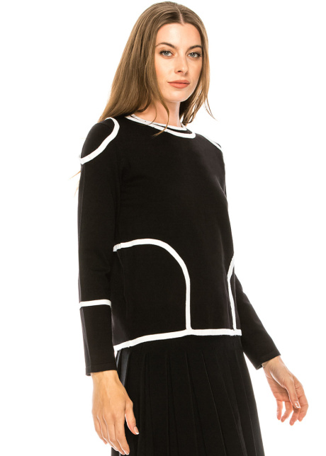 Black Sweater With Contrast Stripes