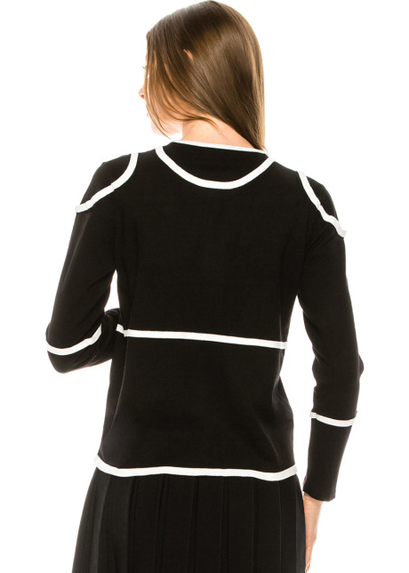 Black Sweater With Contrast Stripes
