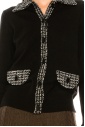 Check print trim cardigan in black and white