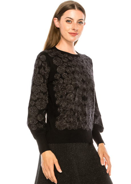 Shiny rings pattern sweater in black