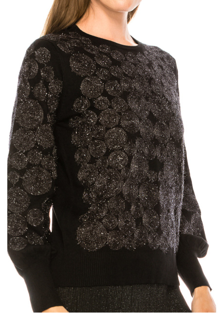 Shiny rings pattern sweater in black