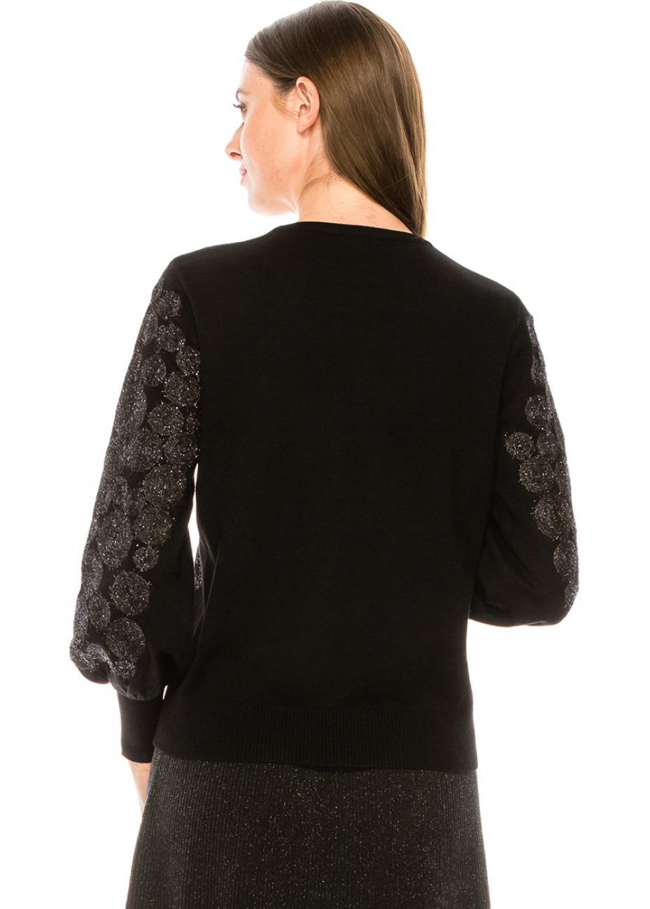 Shiny rings pattern sweater in black
