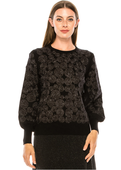 Shiny rings pattern sweater in black