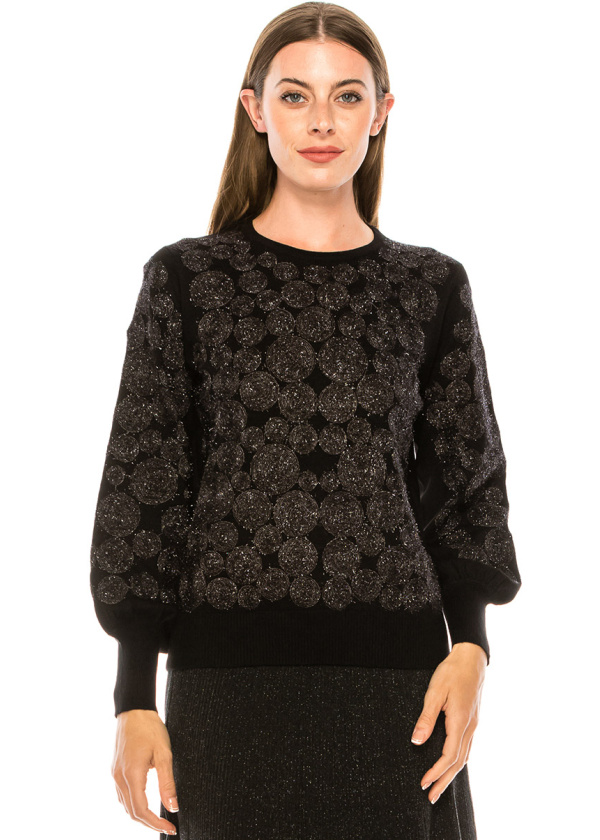 Shiny rings pattern sweater in black