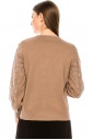 Shiny circle pattern sweater in taupe