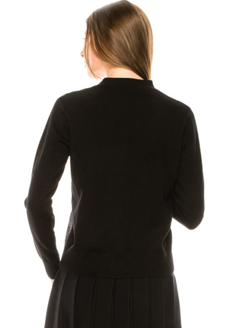 Embellished button-down cardigan in black