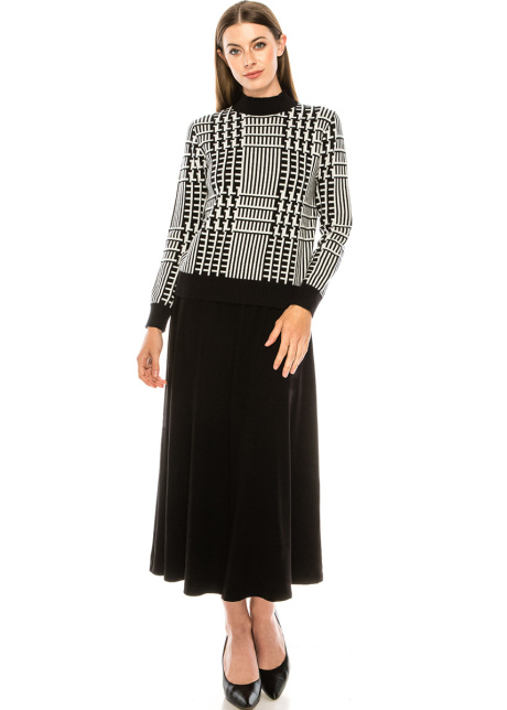 Geometric pattern sweater in black and white
