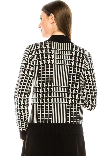 Geometric pattern sweater in black and white