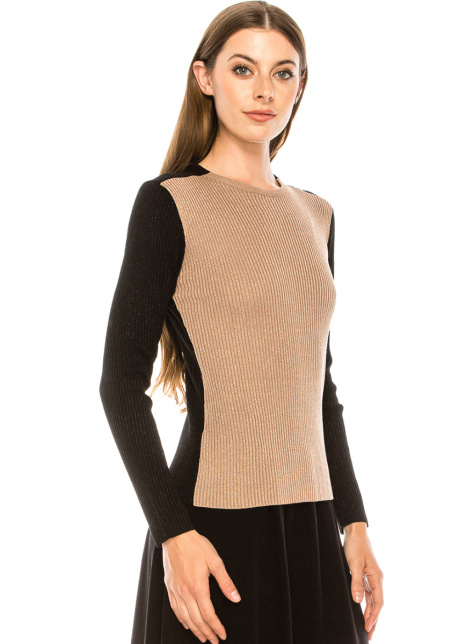 Crew neck color block sweater
