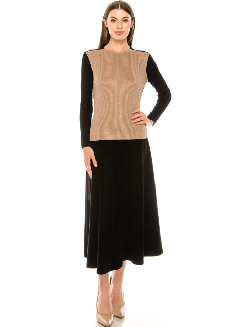 Crew neck color block sweater