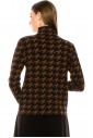 High neck houndstooth sweater with lurex threads