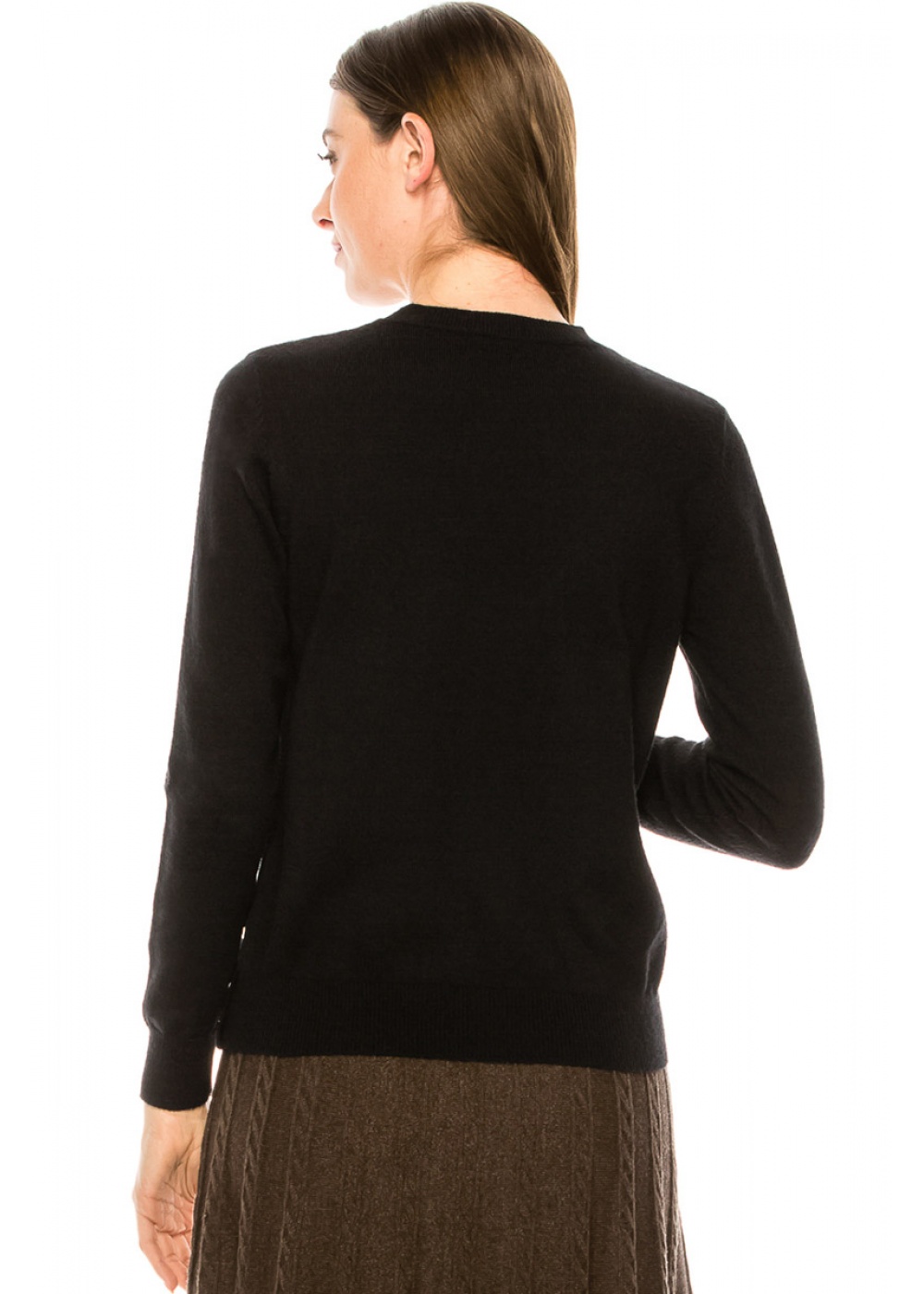 Black sweater with two rows of button decor