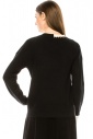 Crew neck black sweater with patch details