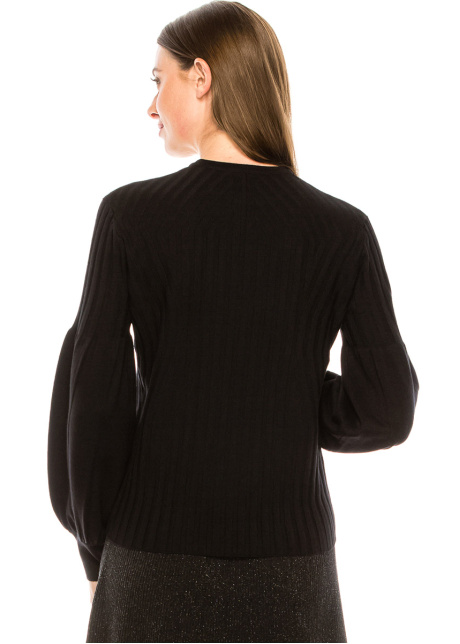 Bishop sleeves ribbed sweater in black