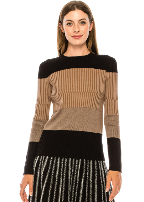 Crew neck striped sweater
