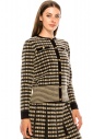 Button-through knitted cardigan in taupe and white