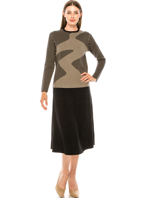 Thin-striped sweater in black