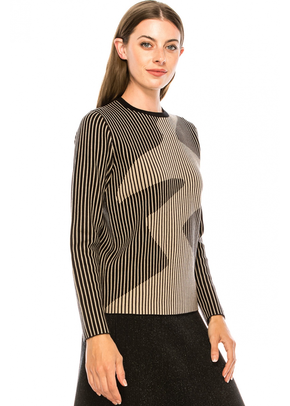 Thin-striped sweater in black