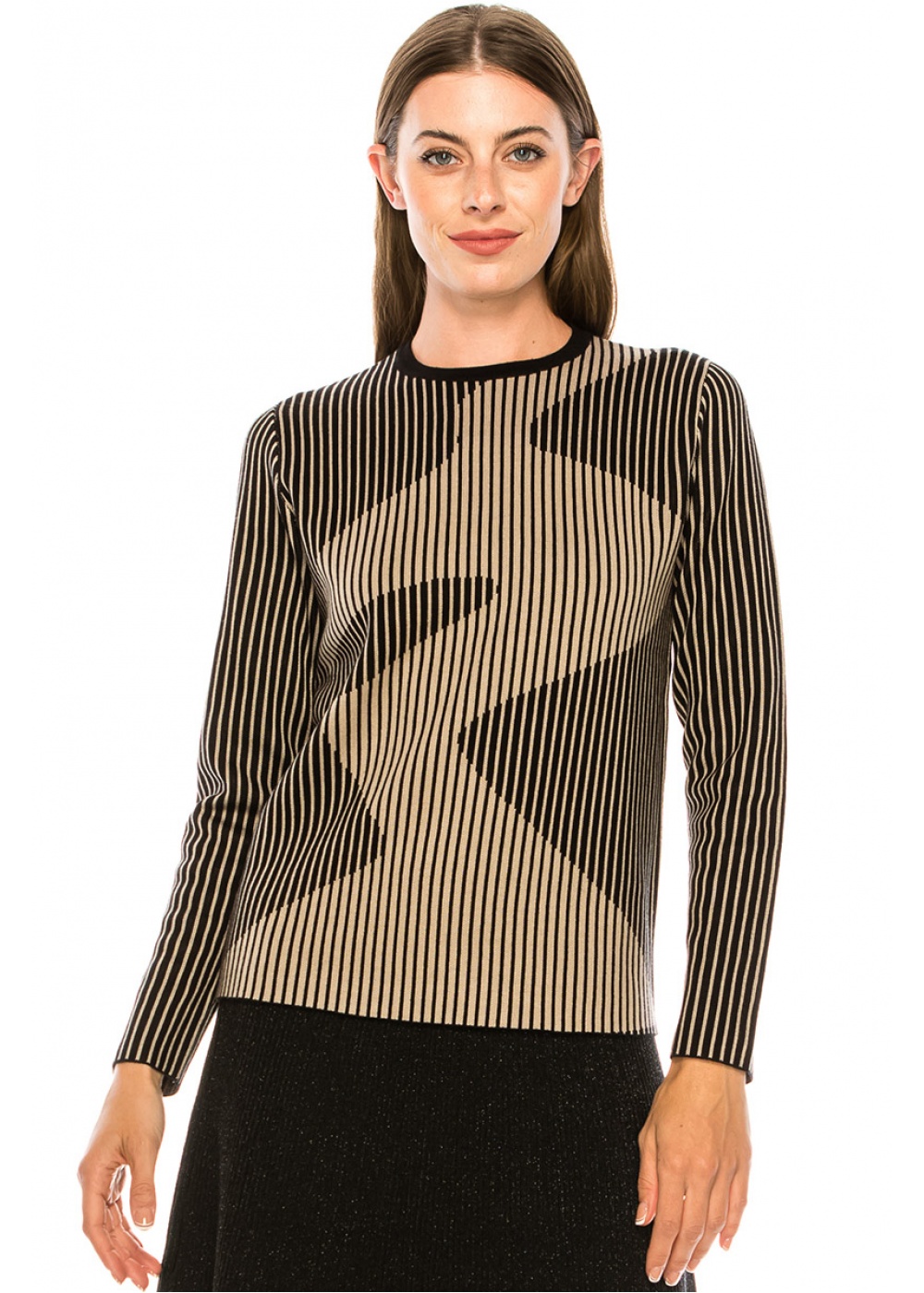 Thin-striped sweater in black