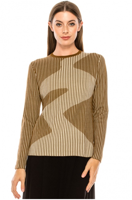 Thin-striped sweater in mustard