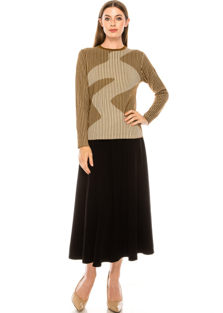 Thin-striped sweater in mustard