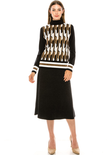 High neck gold lurex sweater