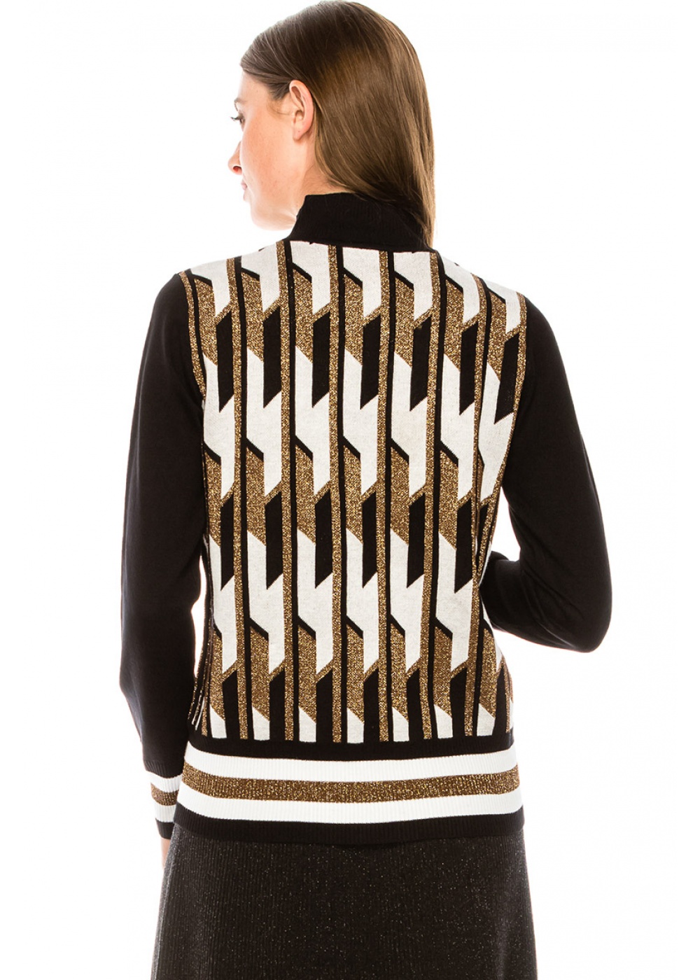 High neck gold lurex sweater