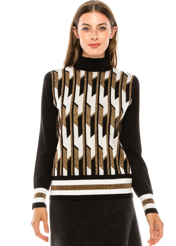 High neck gold lurex sweater