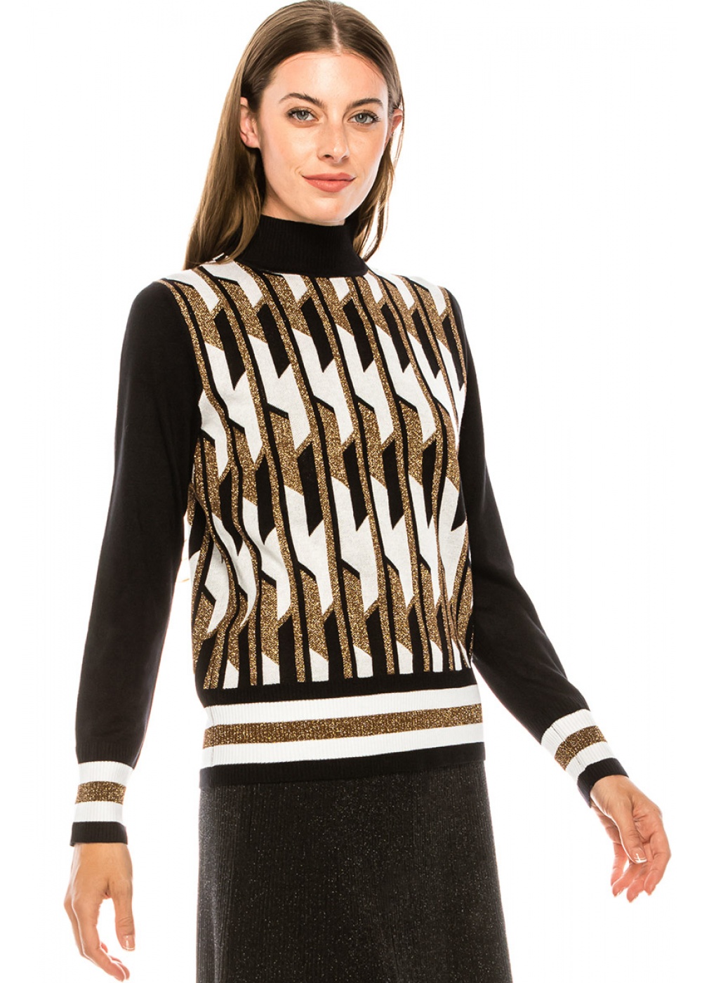 High neck gold lurex sweater