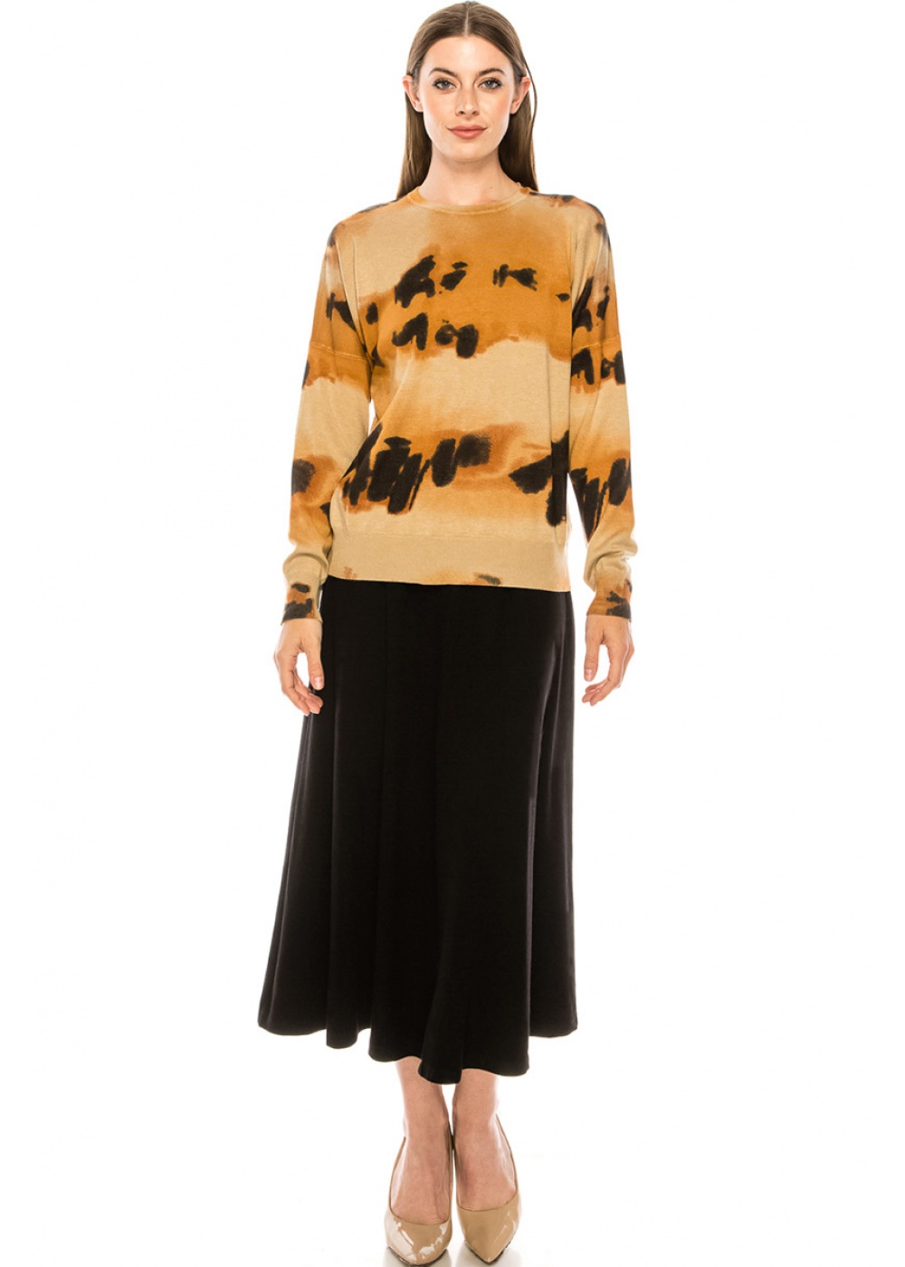 Abstract pattern sweater in camel