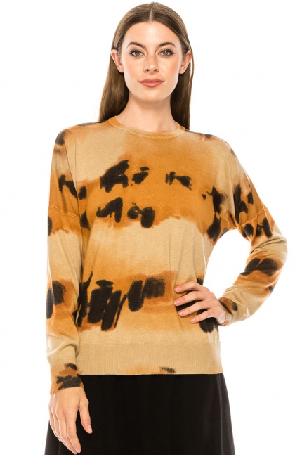 Abstract pattern sweater in camel