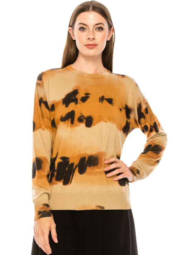 Abstract pattern sweater in camel