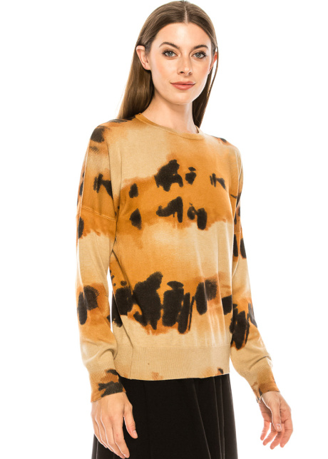 Abstract pattern sweater in camel
